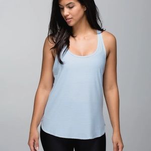 Lululemon Light Blue Striped Scalloped Loose Tank - Size 6